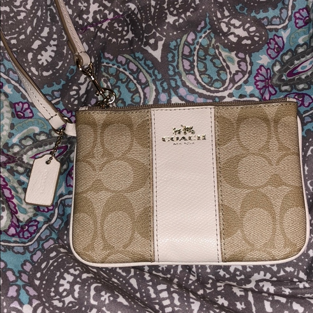 Tan Coach Wristlet